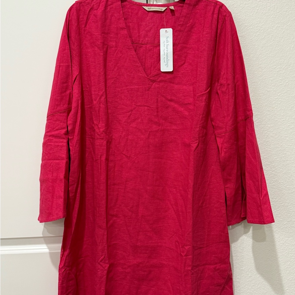 Soft Surroundings Vivid Pink V-Neck Top